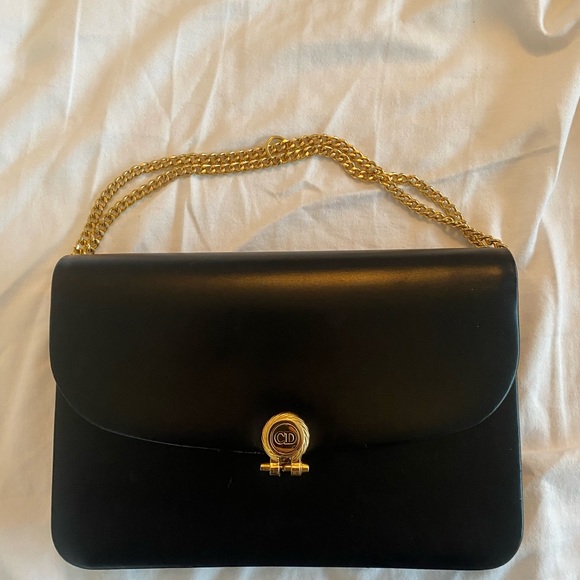 Dior Black Leather Shoulder Bag with Gold Chain - Picture 3 of 6